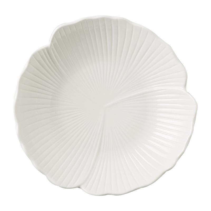 Ceramic Plates Household New High-Value Soup Plate Salad Plate Creative Pattern White Tableware Western Food Shallow Bowl