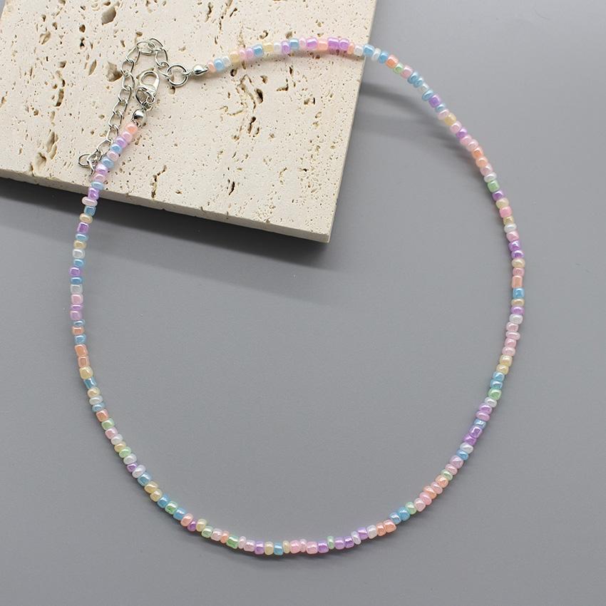 Simple Seed Beads Choker  Women Korean Fashion Charm Colorful Handmade Boho Collar Chain Neck Necklace Femme Jewelry  Gift