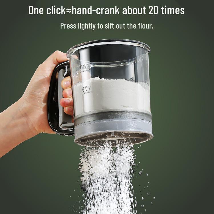 Semi-Automatic Handheld Flour Sifter & Cake Strainer