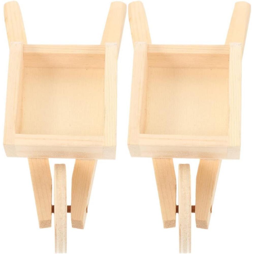 Miniatur-Schubkarre, Gartenwagen aus Holz, Puppenhaus-Zubehör, Mini-Sandwagen, Möbel, Garten, Mikro-Landschaft, dekorative Ornamente, 2er-Set