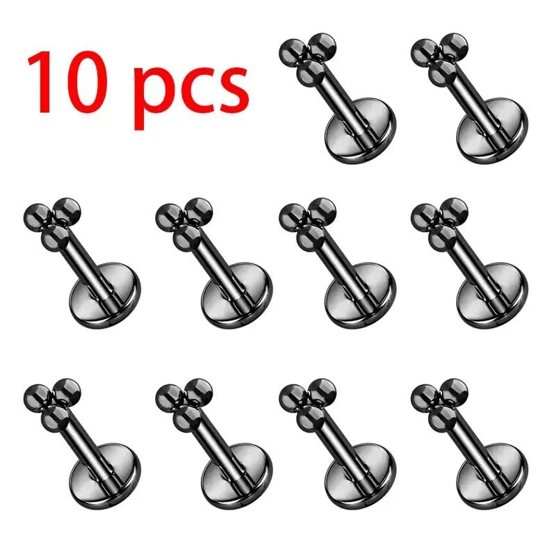 1/10 Stück ASTM F136 Titan 16G Mini 3-Kugel-Cluster Labret Lippenpiercing Tragus Knorpel Helix Conch Ohrstecker Nasenpiercing