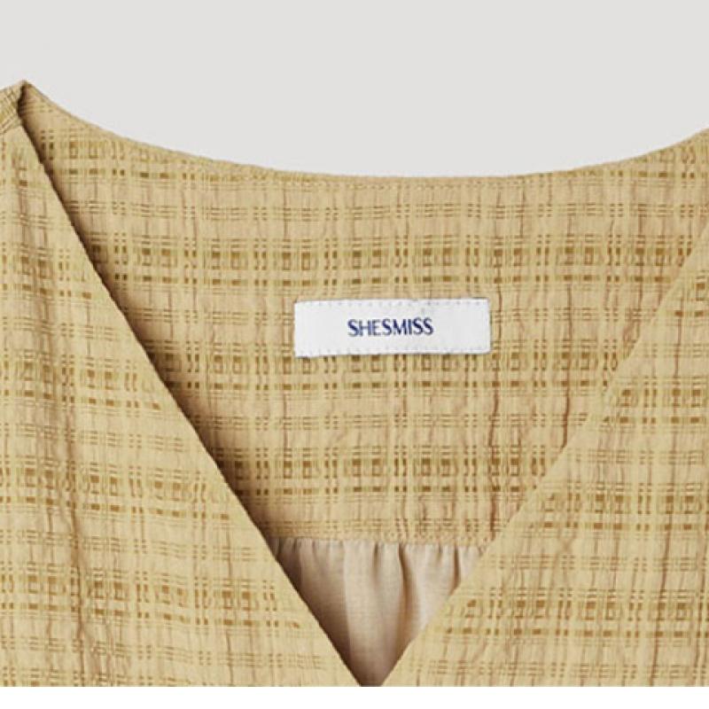 [She S miSS] V-Ausschnitt Seersucker Karo Bluse Swwblp22130 Be