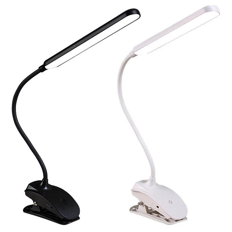 Lámpara de escritorio LED recargable con clip, luz de lectura para estudio y protección ocular