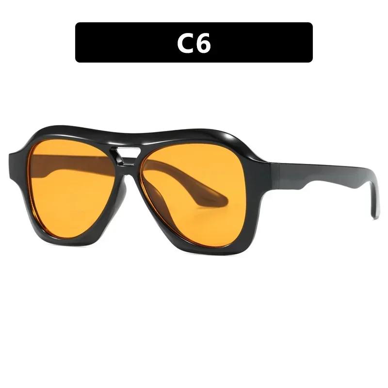 Fashion Oversized Double Bridges Pilot Sunglasses Women Retro Jelly Color Shades UV400 Men Trending Punk Sun Glasses
