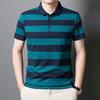 WRPCE Men's Striped Short Sleeve Polo Shirt