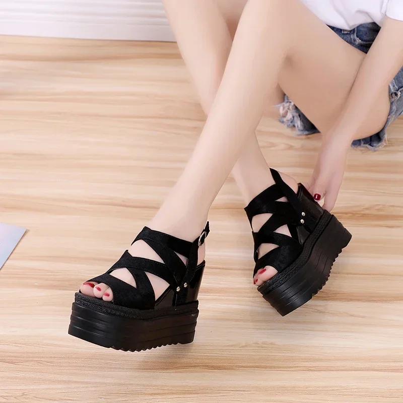 Fashion 12CM Open Toe Platform Mules Sandals  Ladies' Slippers Platform Luxury Slides Slipers Women Designer Summer Rome Slippers Platfo