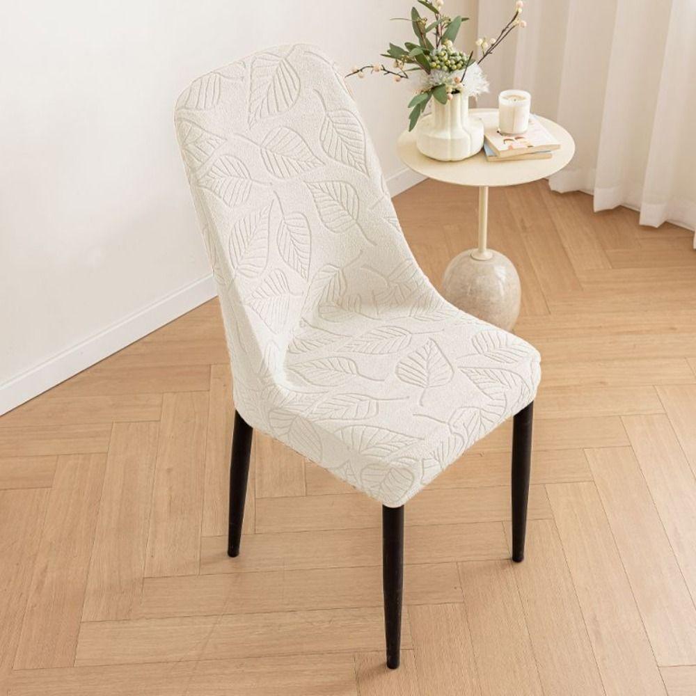 Leaf Pattern Curved Chair Cover Soft Stretchable Restaurant Stool Cover Thickened Elastic Band Chair Seat Slipcovers