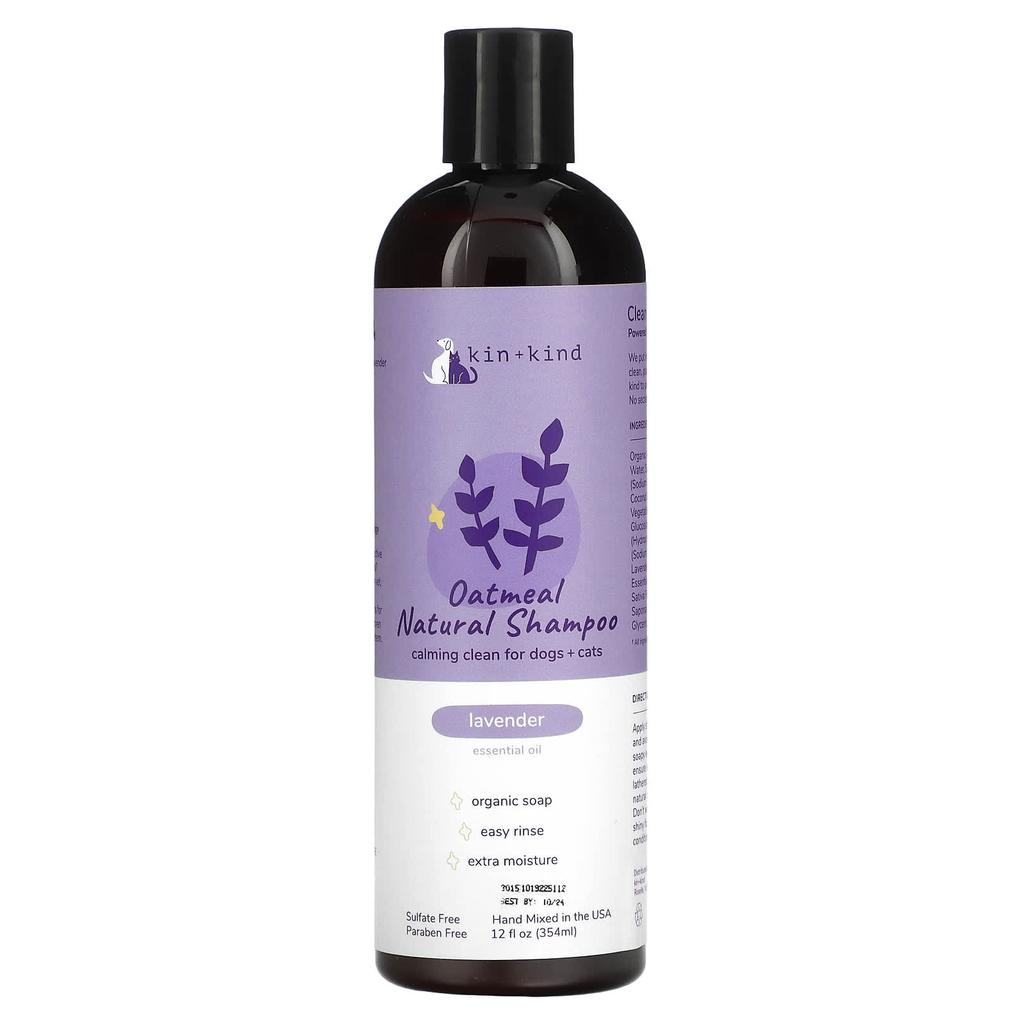 Kin+Kind, Oatmeal Natural Shampoo, for Dogs and Cats, Lavender, 354 Ml (12 Fl Oz)