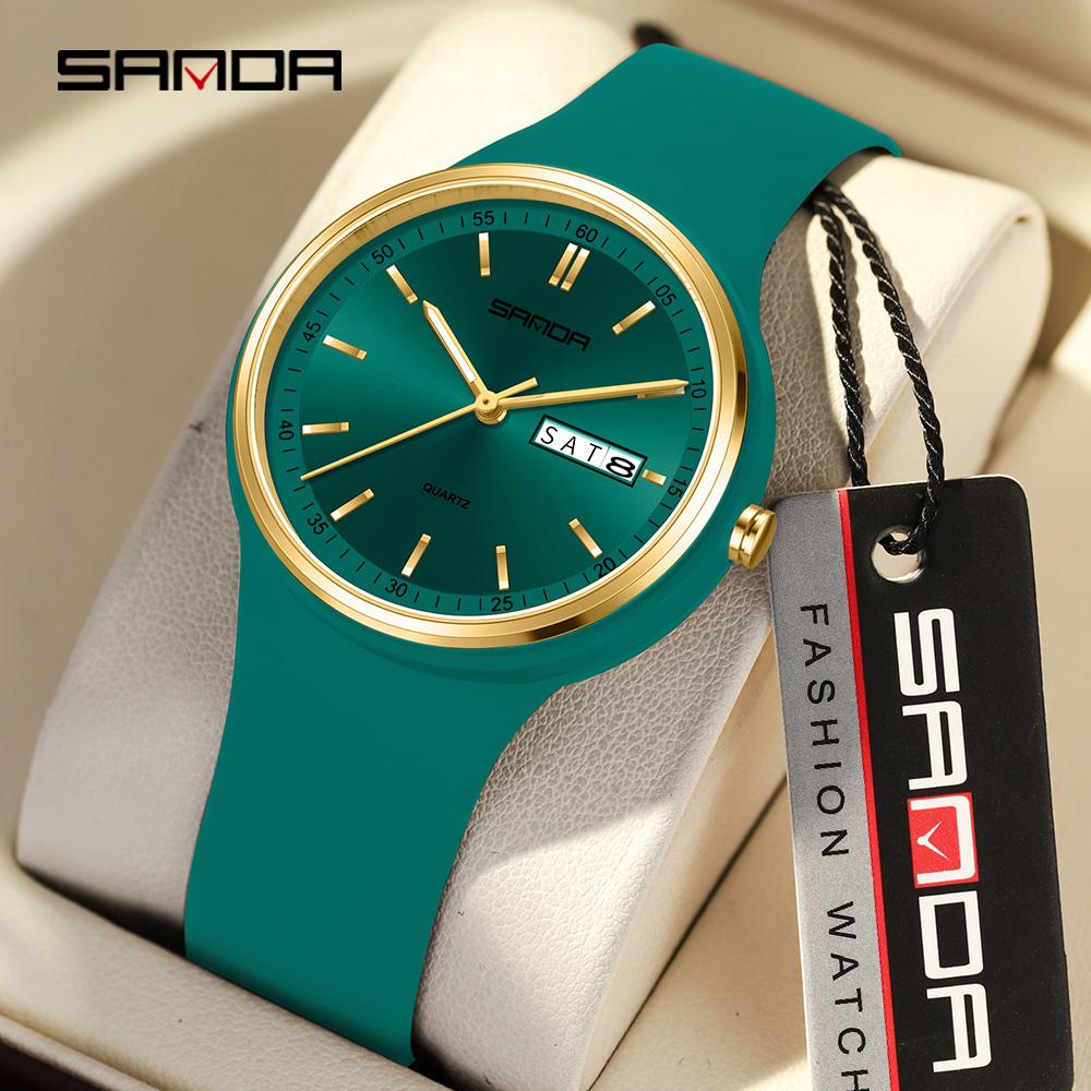 SANDA Top 6213 Male and Female Student Watches Casual Simple Dual Calendar Fashion Male and Female Student Quartz Watches