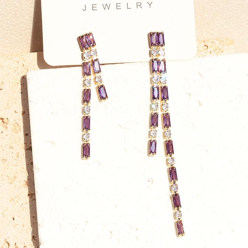 

Luxury Classic Full of Rhinestones 18K Gold Plated Asymmetry Earrings For Women Sparkling Simple Zircon Jewelry Birthday Gifts