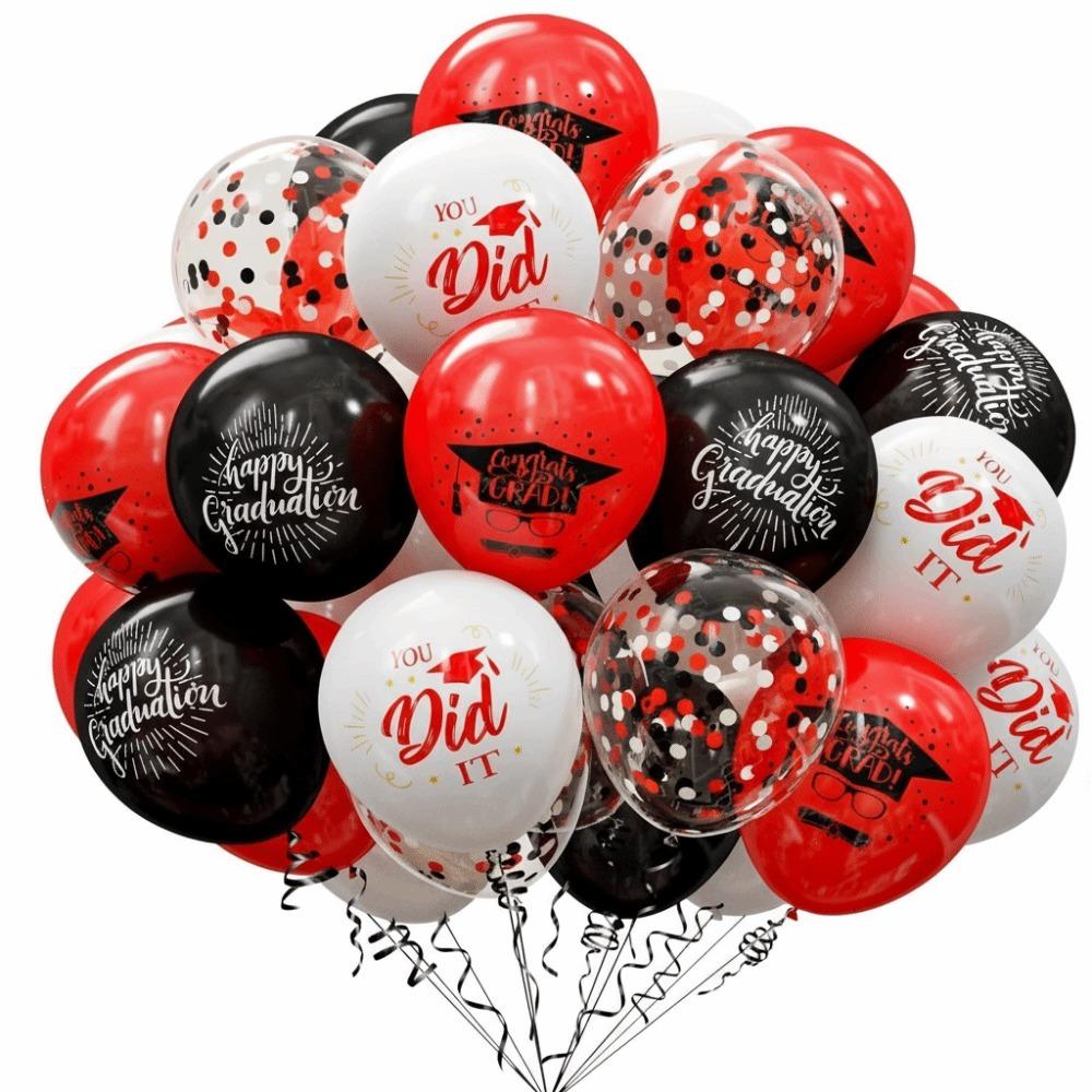 Black Gold Graduation Decorations Cap Printing Latex Balloon Confetti Balloon School Celebration