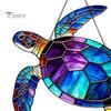 Peaceful Ocean Vibe Decor Sea Turtle Suncatcher, Acrylic Window Hanging Ornament, Faux Stained Glass Themed Gifts for Women Coastal Lovers,