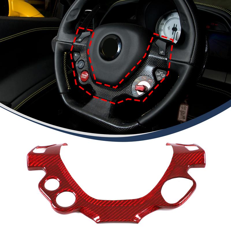 For Ferrari 458 2011-16 Red Real Carbon Fiber Car Gear Panel Glass Lift Switch Door Handle Cover Decoration Sticker Accessories