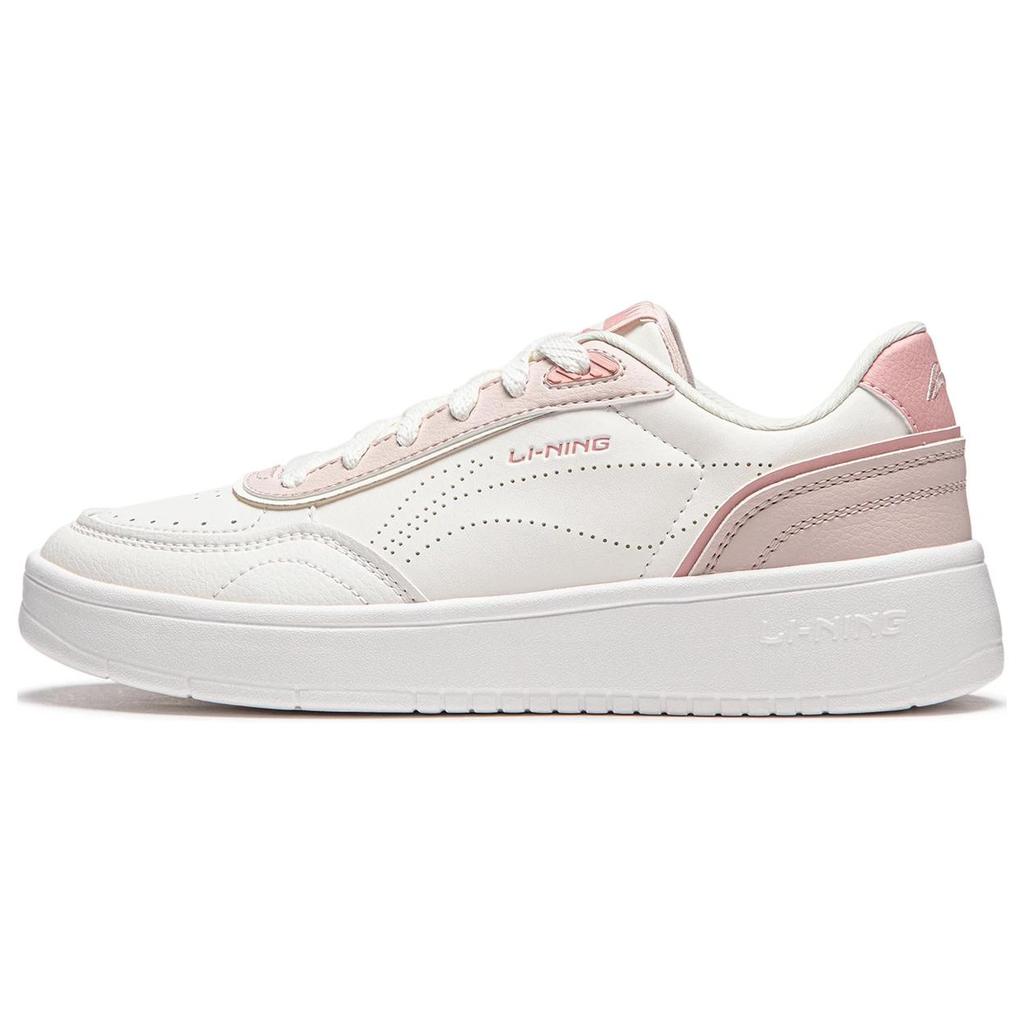 New LiNing Su Slip Resistant, Abrasion Resistant, Breathable, Height Increasing Low top Skateboard Shoes Women's Pink White AGCU112-1