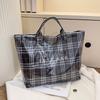 Modna Torba Totebag w Kratę Duża Pojemność Damska Torba na Ramię Stylowa Torba Crossbody do Codziennego Użytku