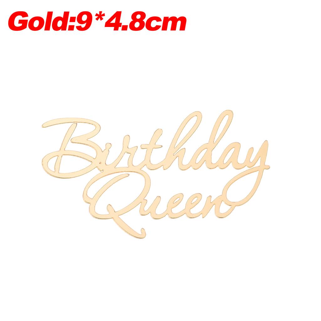 Gold Silber Acryl Kuchenaufsätze Dekorationen Happy Birthday Königin Prinzessin für Mädchen Geburtstagsparty Dessert Buchstaben Dekoration