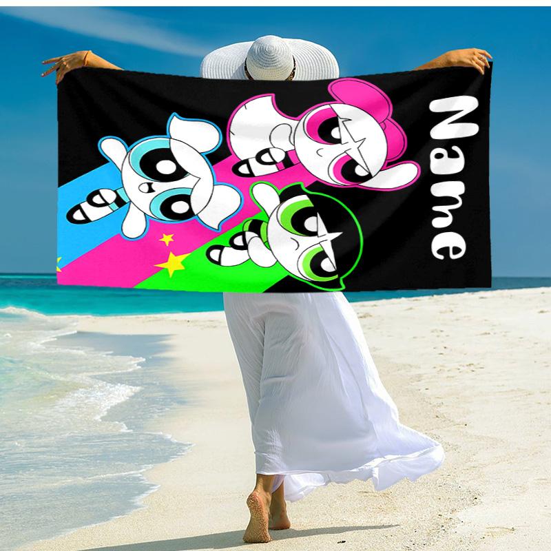 Personalized customized proof beach towel with The Powerpuff Girls pattern - soft, absorbent,quick-drying,perfect swimming,camping&bathing