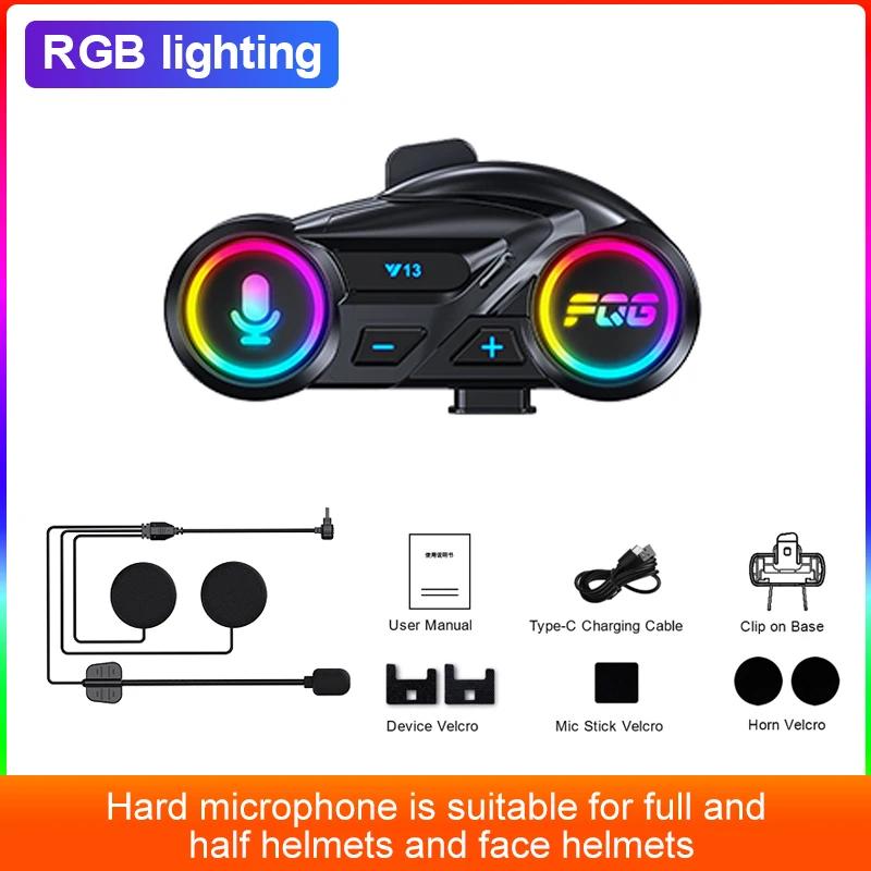 Y13 Motorcycle Bluetooth Helmet Headset Wireless Motorbike Hands-free Call Speaker Kit Waterproof Earphone with Ambient Light