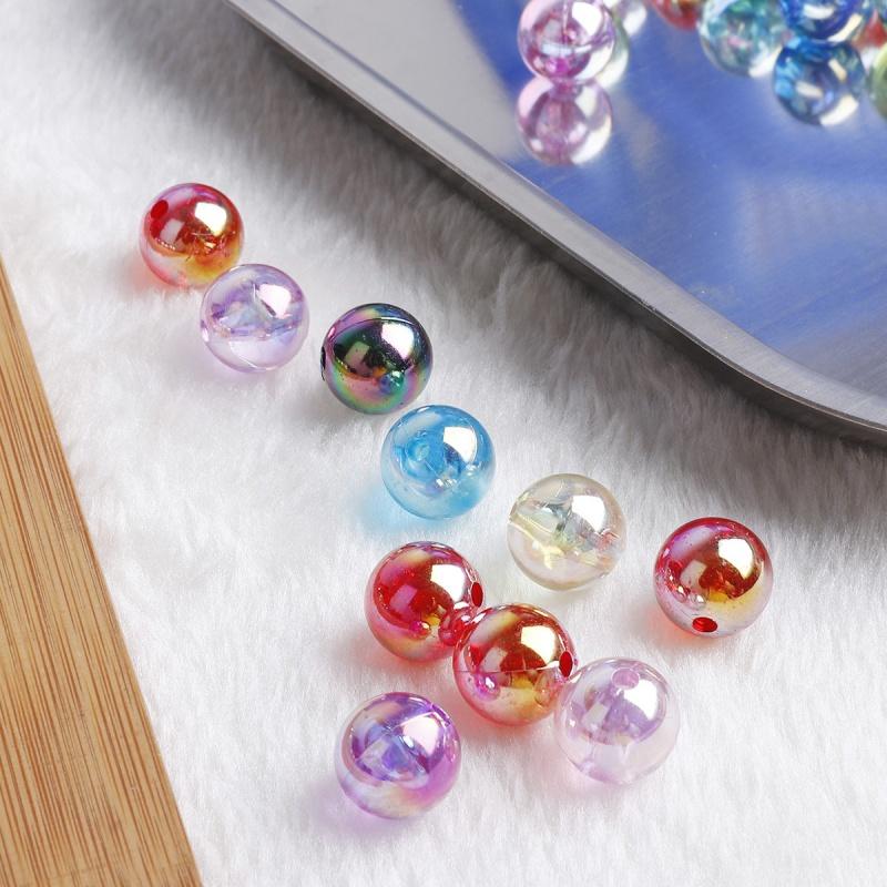 100Pcs/lot Mixed Color Crystal Round AB Spacer Beads Plastic Loose Beads Handmade Making Women Jewelry Diy Earrings Accessories