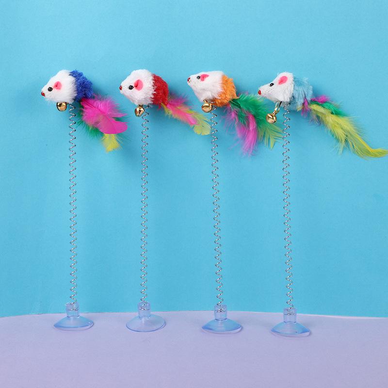 Cat Feather Toy Accessories False Mouse Worm Toy with Bell Kitten Cat Toys Interactive Replacement Refill Foam Ball Training
