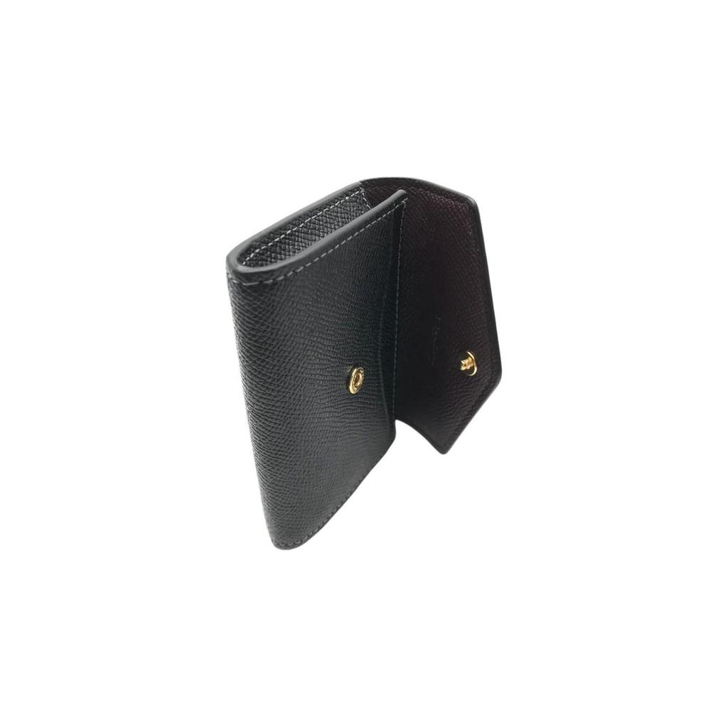 Coach Card Case 10 Gold Horse And Carriage Logo Flip Crossgrain Leather Wallet Women Wallet Black CH487-IMBLK