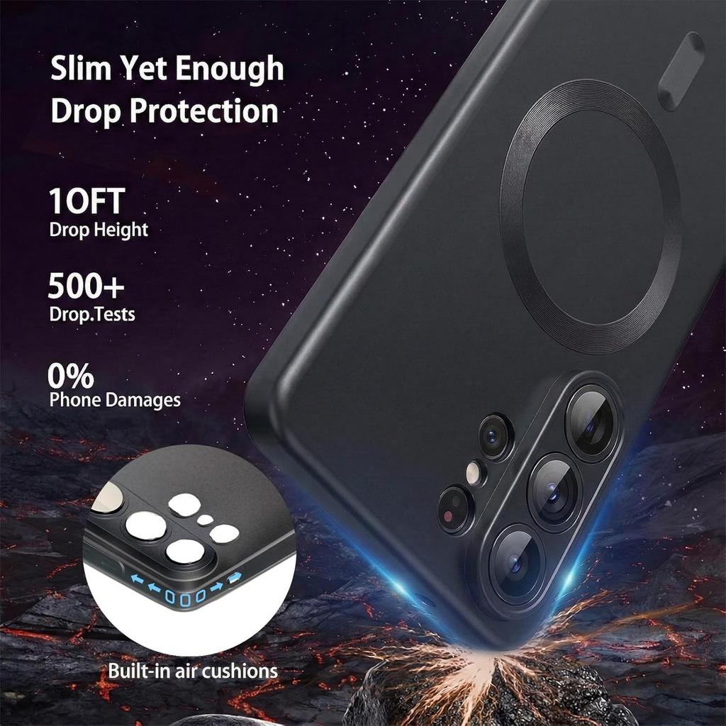 Magnetic for Samsung Galaxy S26 Ultra/S26+/S26 Phone Case, Luxury Matte Soft Silicone Metallic Luster, Camera Lens Protector