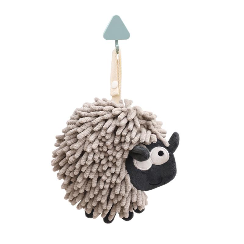 Uroczy Ręcznik Chenilowy z Kreskówkowym Barankiem - Super Chłonny i Szybkoschnący Wiszący Ręcznik Kula do Kuchni i Łazienki