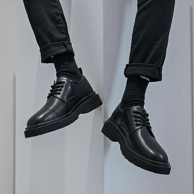 2025 autumn new small leather shoes men's British style lace-up trend men's shoes street retro trendy shoes 4888
