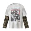 Unisex Retro Streetwear Long Sleeve Hoodless Sweatshirt With Graphic Print Loose Fit Cotton Pullover Fall
