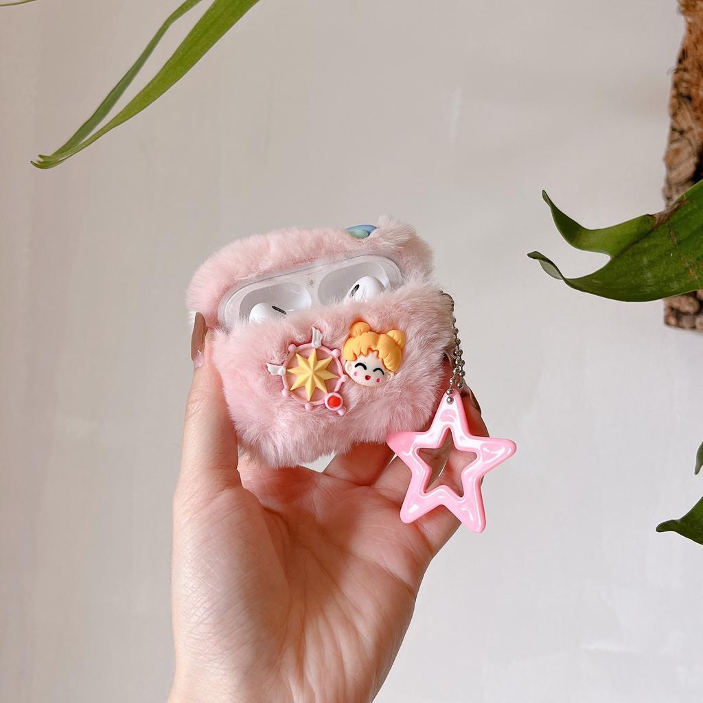 Japan and Korea Applicable Plush Three-dimensional Beauty Girl AirPods 1 Protective Case Pro1 Bluetooth 1/1 Generation Earphone Case Pendant
