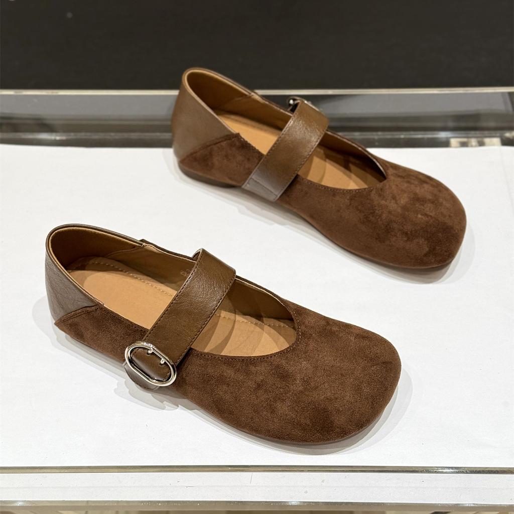Korean Version of Round Head Suede with Single Shoes Women's 2025 New Autumn Retro Leopard Print Fashionable Mary Jane Small Leather Shoes