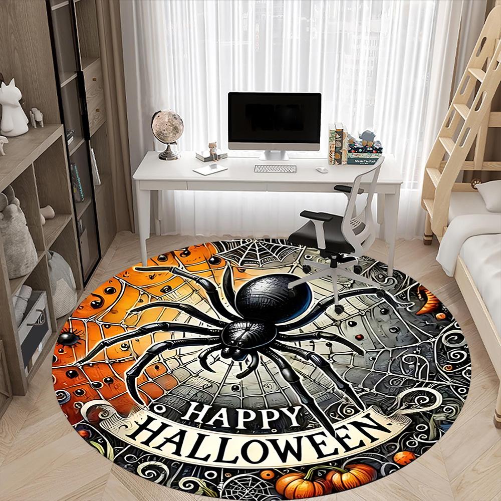 1pc Halloween Spider Office Round Area Rug, Under Office Chairs Bedroom Living Room Home Decor, Room Deco, Available in Various Sizes