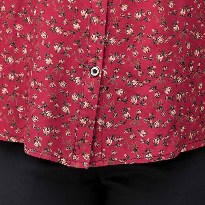 Women's Plus Size Floral Print Blouse – 3/4 Sleeve Button Down Casual Shirt (Sizes XL-6XL) for Middle-Aged Ladies