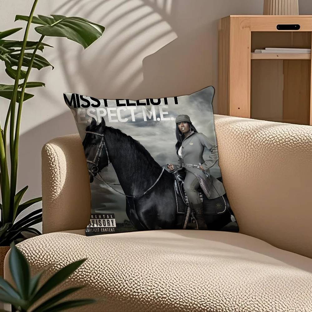 Rapperin M-Missy ElliottS Album Kissenbezug Komfort Sofa Bett Seidig elegant Verdeckter Reißverschluss Individueller Dekorativer Kissenbezug