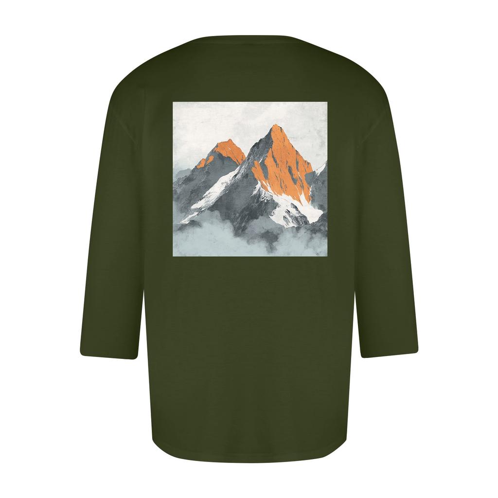 Men's casual and fashionable printed round-neck three-quarter sleeve top T-shirt