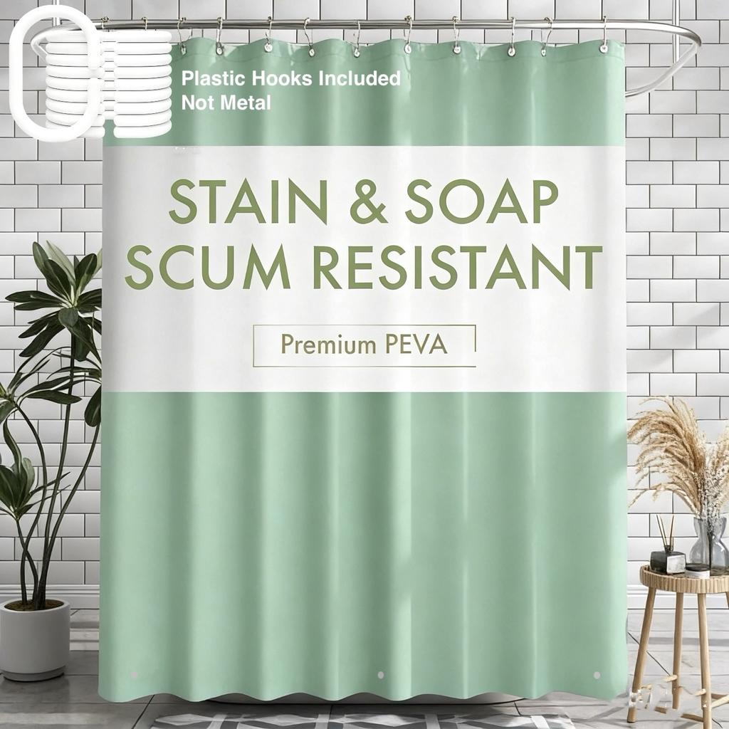1PC 181x181cm Waterproof Shower Curtain Lightweight Plastic Mildew Resistant Bathroom Curtain for Bathtub Bath Curtain