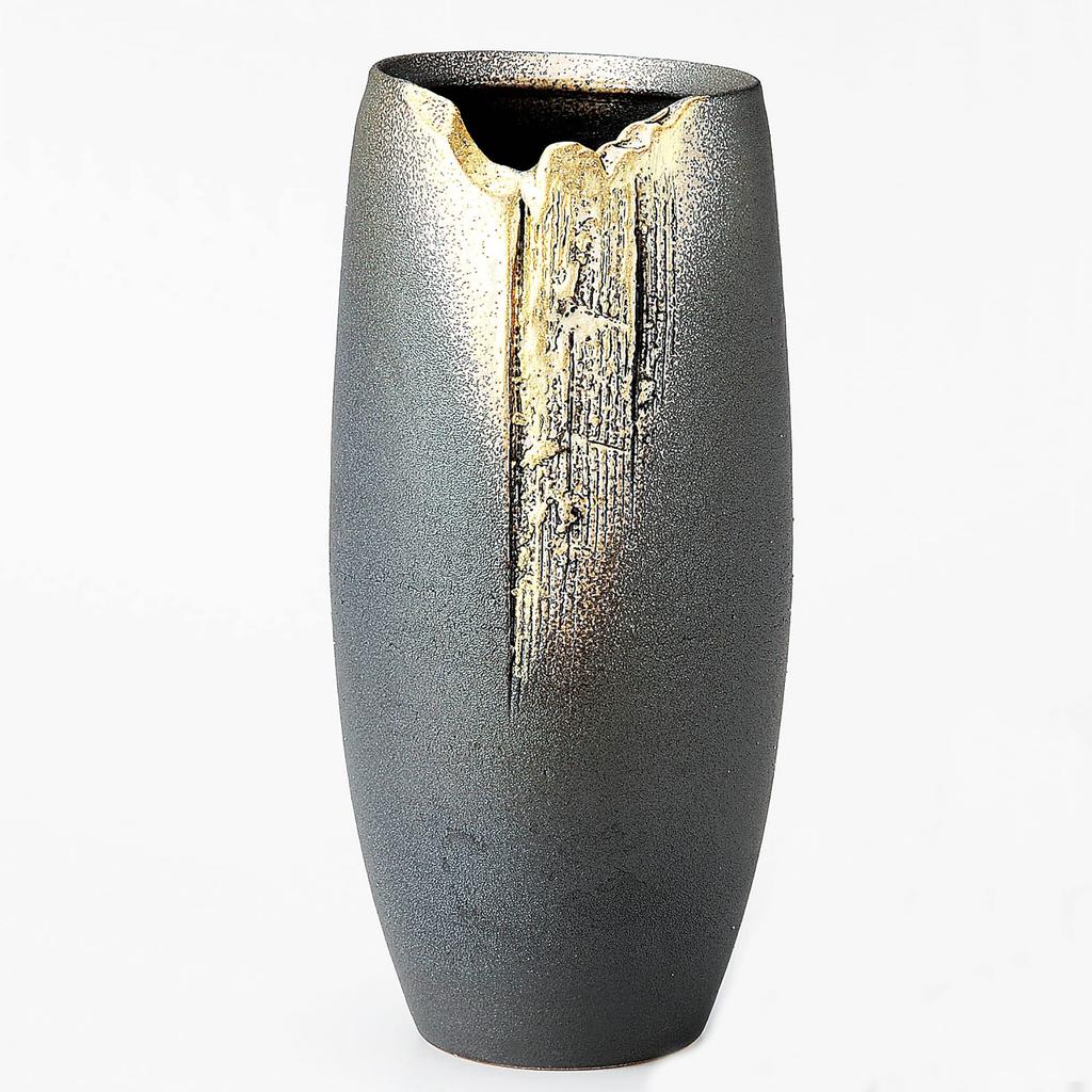 Marui Seito Shigaraki Ware Hechimon Flower Vase, Large, Vertical, Brown, Manju (Longevity) Buddhist Altar, Ceramic, MR-1-2568, 29cm