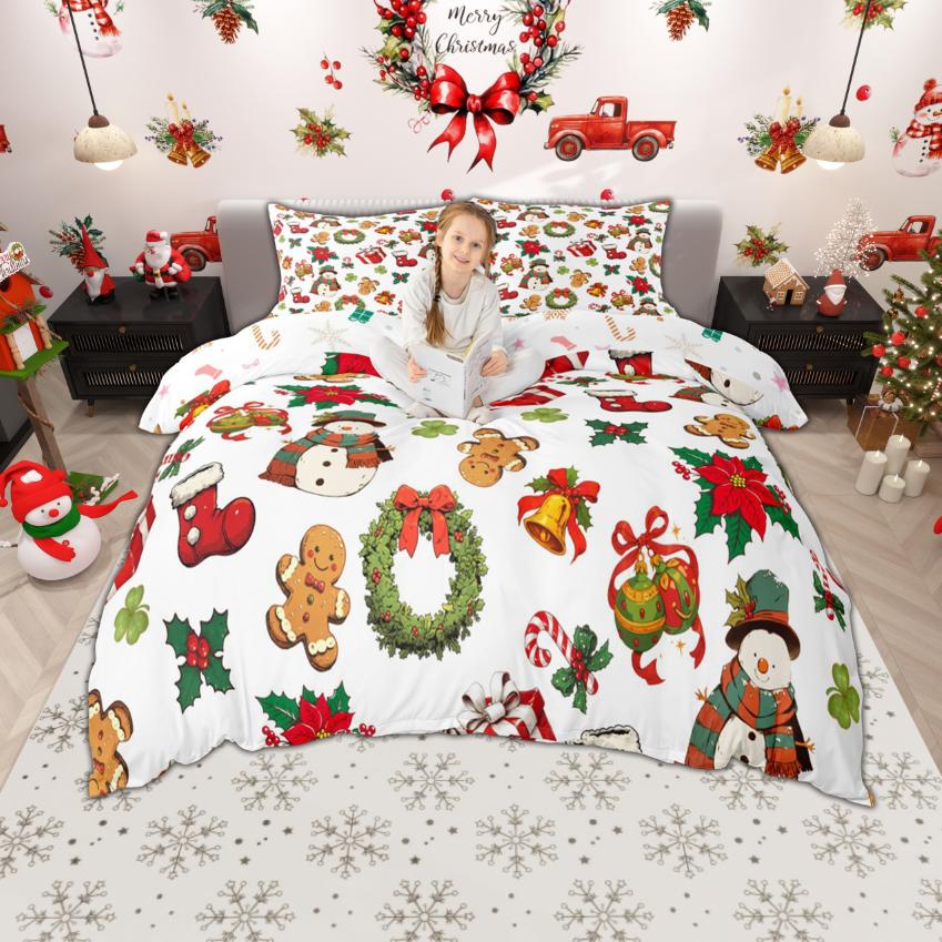Homewish Xmas Nutcracker Duvet Cover Set For Kids Girls Cute Princess Bedding Set Cartoon Christmas Tree Quilt Cover Set