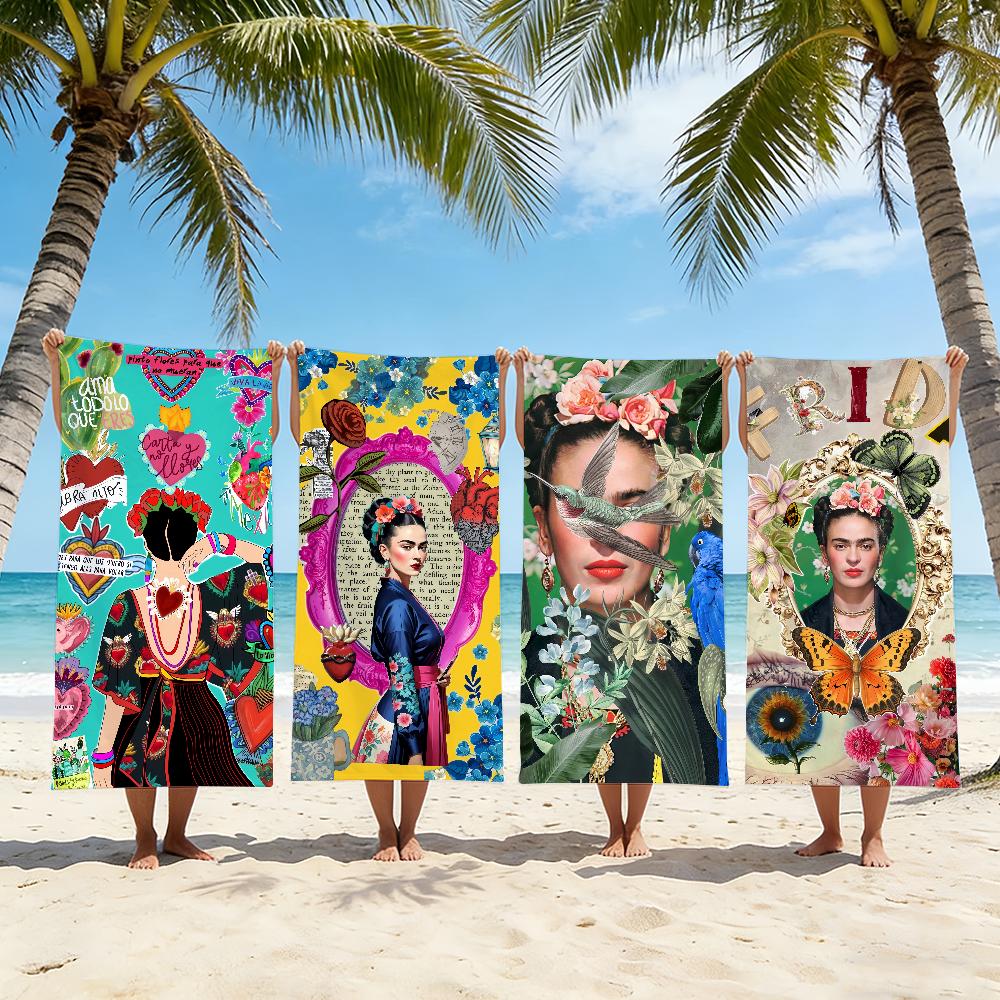 Art F-Frida K-Kahlo Asciugamano Asciugamano da Spiaggia Viaggio Leggero Delicato sulla Pelle per Piscina Spiaggia Campeggio Crociera Estate