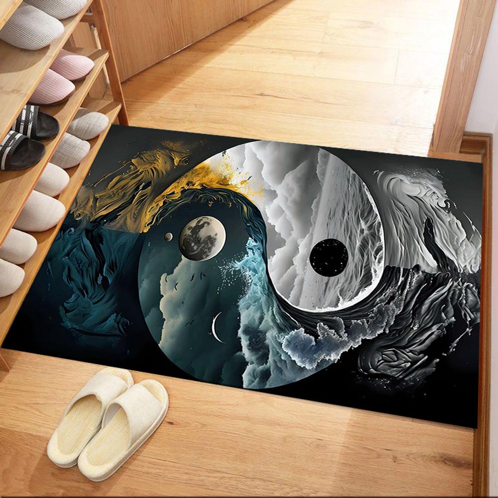 Yingyang Area Rug Design for Hallway Game Room Outdoor Living Rooms Anti-slip Rug Anime Office Decor Birthday/Christmas Gift