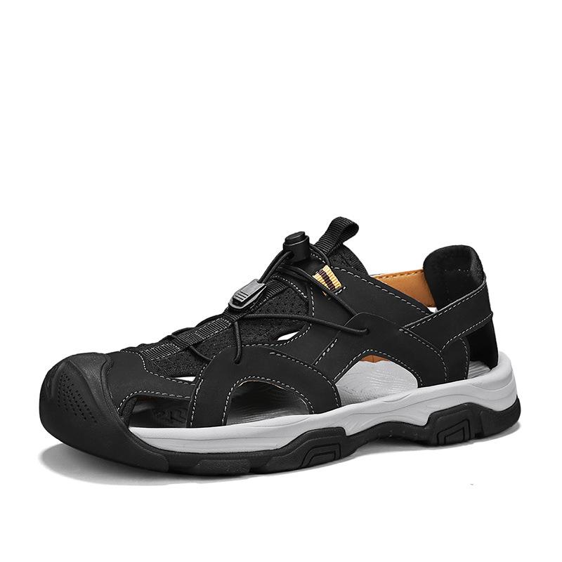 

2025 summer new foreign trade hot-selling breathable classic sandals outdoor men s sports and leisure bag head beach shoes 38 чёрный