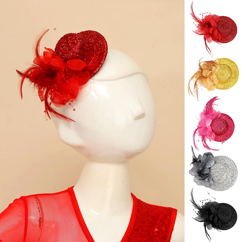 1 Stück Haarspangen Feder Damen Haaraccessoires Blumenmädchen Fascinator Hut Kopfschmuck Perlenbesatz