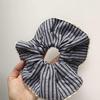 Elegant Korean Blue Striped Lace Trim Scrunchie