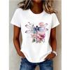 Fashion Women Dragonfly Pattern Print T Shirt Funny Casual O-neck Short Sleeves T-shirt Summer Female Tee Shirt