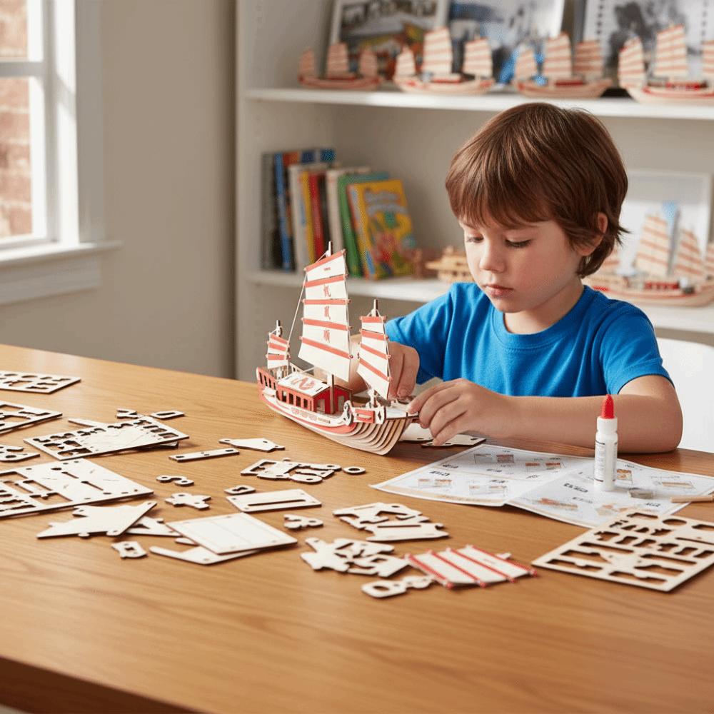 3D Construction Wooden Model Kit Wooden Material Pirate Ship Model DIY Assembled Model  Home Decor