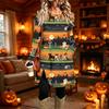 Women's Casual Long Sleeve Printed Round Neck Dress for Everyday Wear
