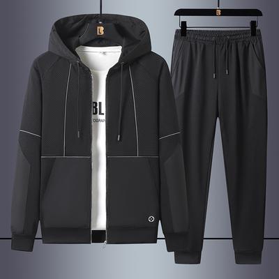 Sports and Leisure Suit Men's Plus Size Elastic Slim Fit Hooded Fashion Two-piece Set
