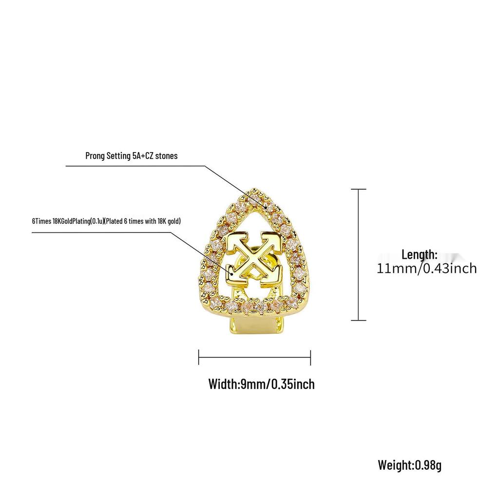 Pozłacane Grillz Hip-Hop: Puste wzory róży i gwiazdy biżuteria na Halloween