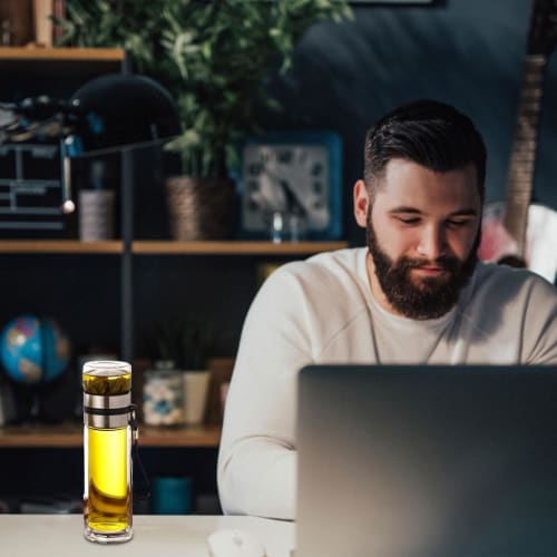 Tea and Water Separator Cup, Glass Tea Infuser Bottle, Leakproof Infuser Water Bottle - Portable Water Separator Tea Bottle for Tea Cups, Tea Bottles,