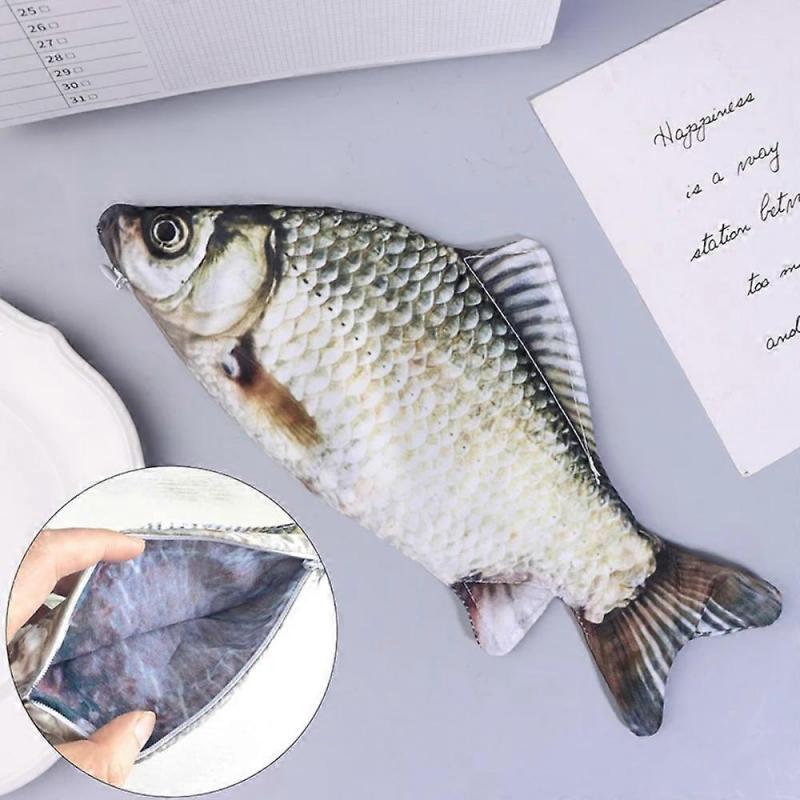 Adorable Realistic Carp Pencil Case – Functional Zipper Pouch for Pens or Cosmetics, Uses for School & Daily Carry